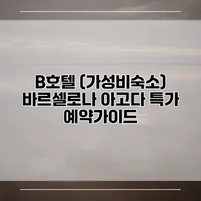 B호텔 (가성비숙소) 바르셀로나 아고다 특가 예약가이드
