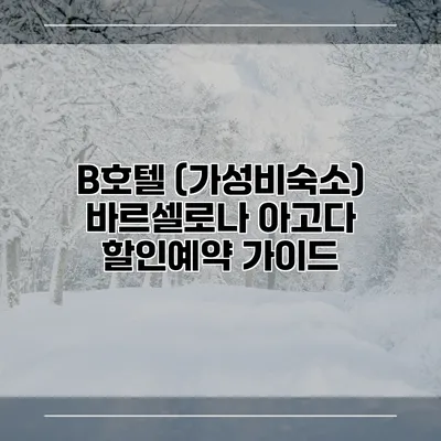 B호텔 (가성비숙소) 바르셀로나 아고다 할인예약 가이드