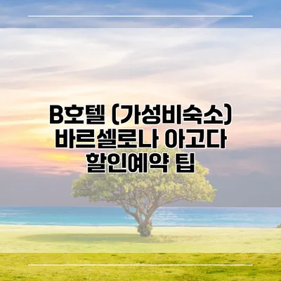 B호텔 (가성비숙소) 바르셀로나 아고다 할인예약 팁