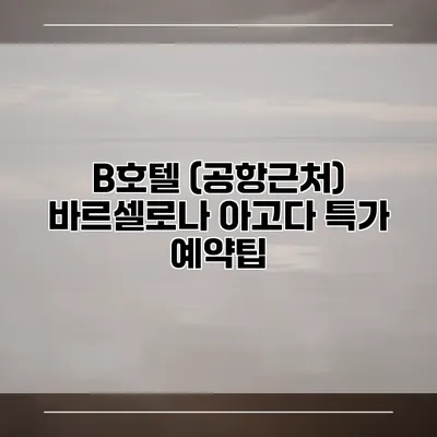 B호텔 (공항근처) 바르셀로나 아고다 특가 예약팁