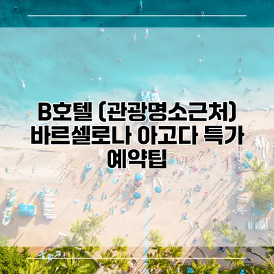 B호텔 (관광명소근처) 바르셀로나 아고다 특가 예약팁