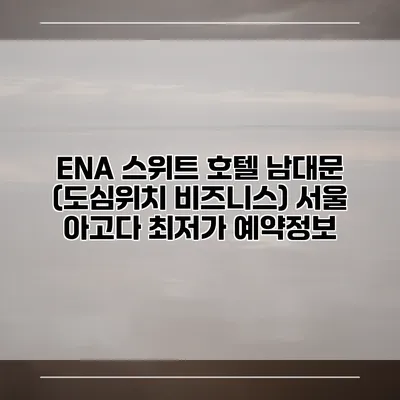 ENA 스위트 호텔 남대문 (도심위치 비즈니스) 서울 아고다 최저가 예약정보
