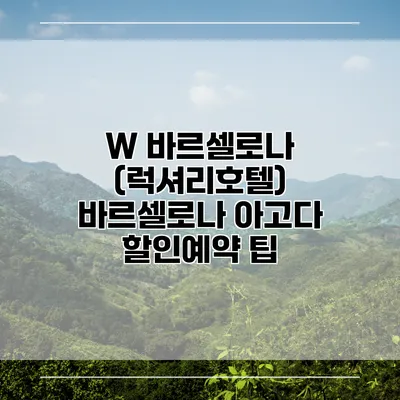 W 바르셀로나 (럭셔리호텔) 바르셀로나 아고다 할인예약 팁