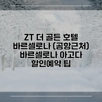 ZT 더 골든 호텔 바르셀로나 (공항근처) 바르셀로나 아고다 할인예약 팁