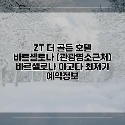 ZT 더 골든 호텔 바르셀로나 (관광명소근처) 바르셀로나 아고다 최저가 예약정보