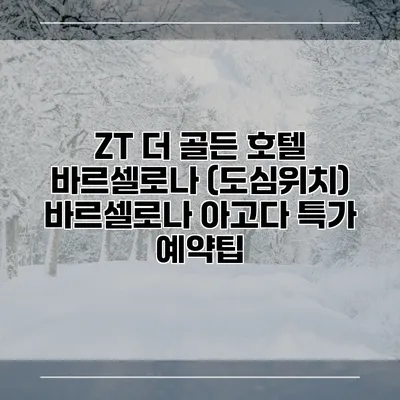 ZT 더 골든 호텔 바르셀로나 (도심위치) 바르셀로나 아고다 특가 예약팁