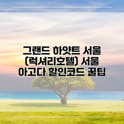그랜드 하얏트 서울 (럭셔리호텔) 서울 아고다 할인코드 꿀팁