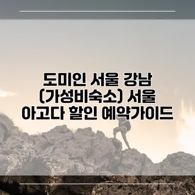 도미인 서울 강남 (가성비숙소) 서울 아고다 할인 예약가이드