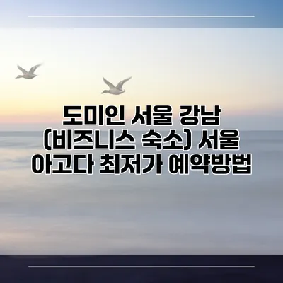 도미인 서울 강남 (비즈니스 숙소) 서울 아고다 최저가 예약방법