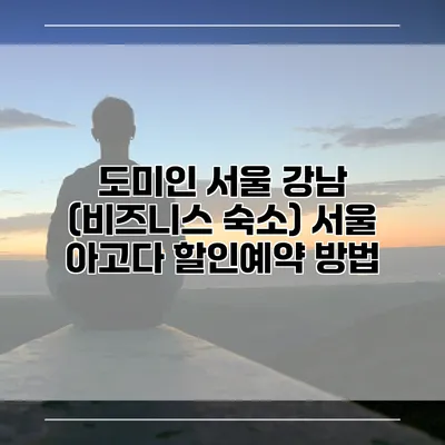 도미인 서울 강남 (비즈니스 숙소) 서울 아고다 할인예약 방법