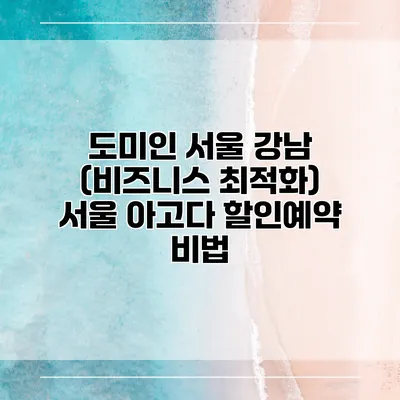 도미인 서울 강남 (비즈니스 최적화) 서울 아고다 할인예약 비법