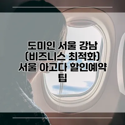 도미인 서울 강남 (비즈니스 최적화) 서울 아고다 할인예약 팁