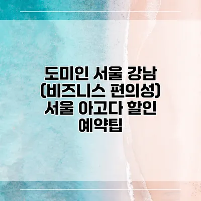 도미인 서울 강남 (비즈니스 편의성) 서울 아고다 할인 예약팁