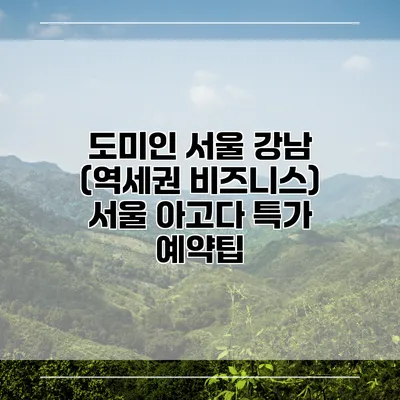 도미인 서울 강남 (역세권 비즈니스) 서울 아고다 특가 예약팁