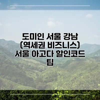 도미인 서울 강남 (역세권 비즈니스) 서울 아고다 할인코드 팁