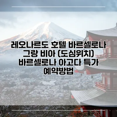 레오나르도 호텔 바르셀로나 그랑 비아 (도심위치) 바르셀로나 아고다 특가 예약방법