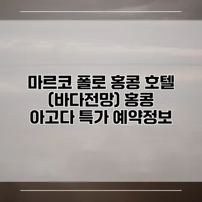 마르코 폴로 홍콩 호텔 (바다전망) 홍콩 아고다 특가 예약정보