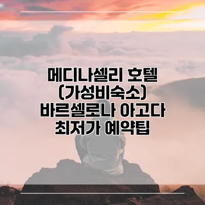 메디나셀리 호텔 (가성비숙소) 바르셀로나 아고다 최저가 예약팁
