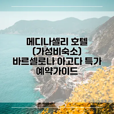메디나셀리 호텔 (가성비숙소) 바르셀로나 아고다 특가 예약가이드