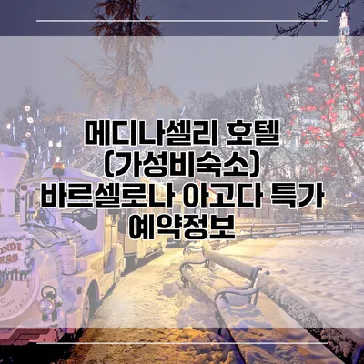 메디나셀리 호텔 (가성비숙소) 바르셀로나 아고다 특가 예약정보