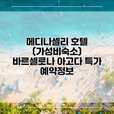 메디나셀리 호텔 (가성비숙소) 바르셀로나 아고다 특가 예약정보