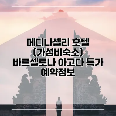 메디나셀리 호텔 (가성비숙소) 바르셀로나 아고다 특가 예약정보