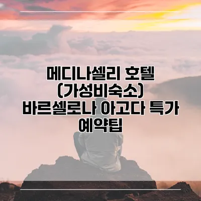 메디나셀리 호텔 (가성비숙소) 바르셀로나 아고다 특가 예약팁