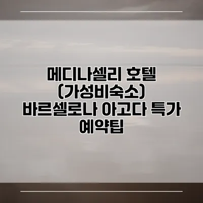 메디나셀리 호텔 (가성비숙소) 바르셀로나 아고다 특가 예약팁