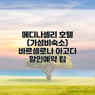 메디나셀리 호텔 (가성비숙소) 바르셀로나 아고다 할인예약 팁