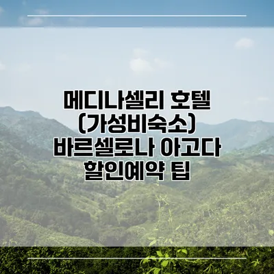 메디나셀리 호텔 (가성비숙소) 바르셀로나 아고다 할인예약 팁
