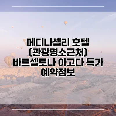 메디나셀리 호텔 (관광명소근처) 바르셀로나 아고다 특가 예약정보