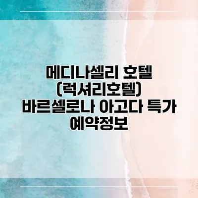 메디나셀리 호텔 (럭셔리호텔) 바르셀로나 아고다 특가 예약정보