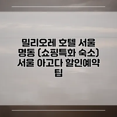 밀리오레 호텔 서울 명동 (쇼핑특화 숙소) 서울 아고다 할인예약 팁