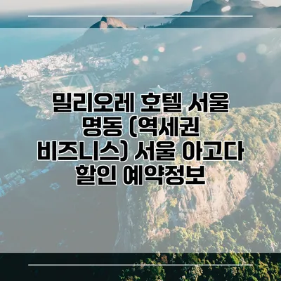 밀리오레 호텔 서울 명동 (역세권 비즈니스) 서울 아고다 할인 예약정보