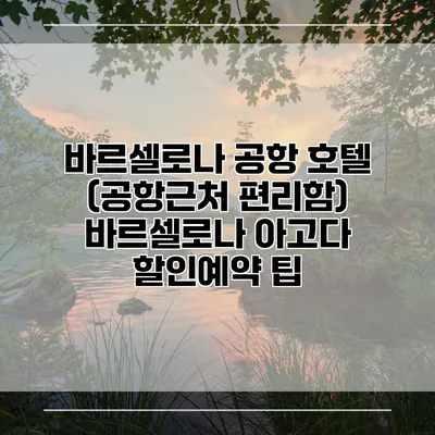 바르셀로나 공항 호텔 (공항근처 편리함) 바르셀로나 아고다 할인예약 팁