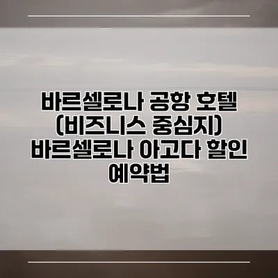 바르셀로나 공항 호텔 (비즈니스 중심지) 바르셀로나 아고다 할인 예약법