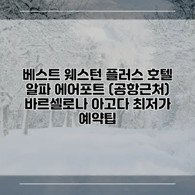 베스트 웨스턴 플러스 호텔 알파 에어포트 (공항근처) 바르셀로나 아고다 최저가 예약팁