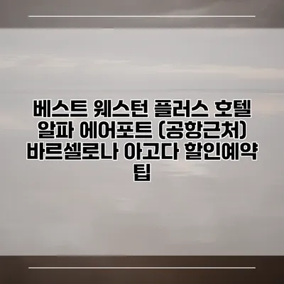 베스트 웨스턴 플러스 호텔 알파 에어포트 (공항근처) 바르셀로나 아고다 할인예약 팁