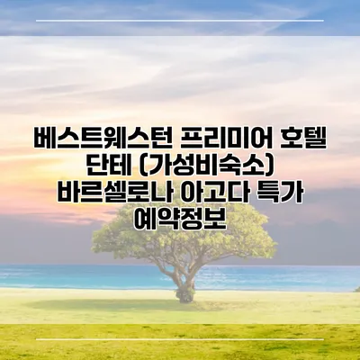 베스트웨스턴 프리미어 호텔 단테 (가성비숙소) 바르셀로나 아고다 특가 예약정보