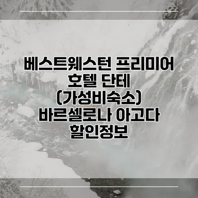 베스트웨스턴 프리미어 호텔 단테 (가성비숙소) 바르셀로나 아고다 할인정보