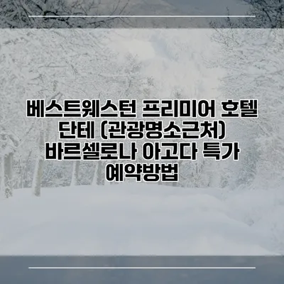 베스트웨스턴 프리미어 호텔 단테 (관광명소근처) 바르셀로나 아고다 특가 예약방법