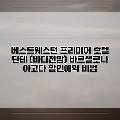 베스트웨스턴 프리미어 호텔 단테 (바다전망) 바르셀로나 아고다 할인예약 비법