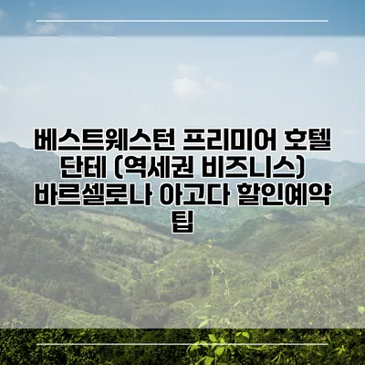 베스트웨스턴 프리미어 호텔 단테 (역세권 비즈니스) 바르셀로나 아고다 할인예약 팁