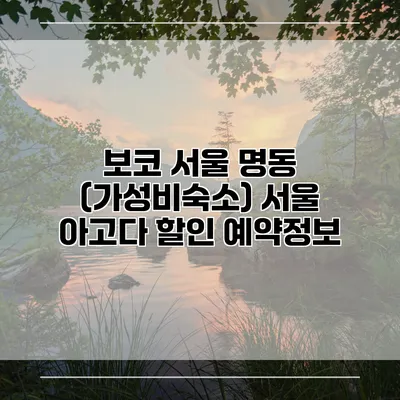 보코 서울 명동 (가성비숙소) 서울 아고다 할인 예약정보