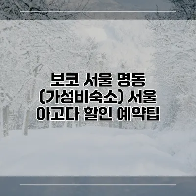보코 서울 명동 (가성비숙소) 서울 아고다 할인 예약팁