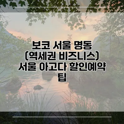보코 서울 명동 (역세권 비즈니스) 서울 아고다 할인예약 팁