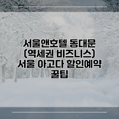 서울앤호텔 동대문 (역세권 비즈니스) 서울 아고다 할인예약 꿀팁