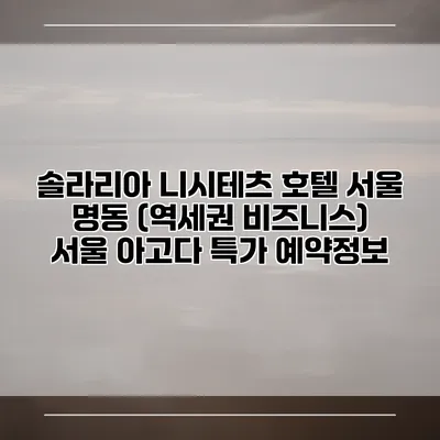 솔라리아 니시테츠 호텔 서울 명동 (역세권 비즈니스) 서울 아고다 특가 예약정보