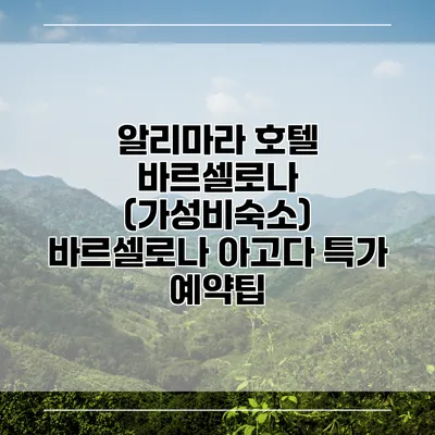 알리마라 호텔 바르셀로나 (가성비숙소) 바르셀로나 아고다 특가 예약팁