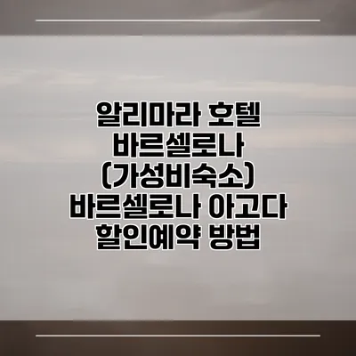 알리마라 호텔 바르셀로나 (가성비숙소) 바르셀로나 아고다 할인예약 방법